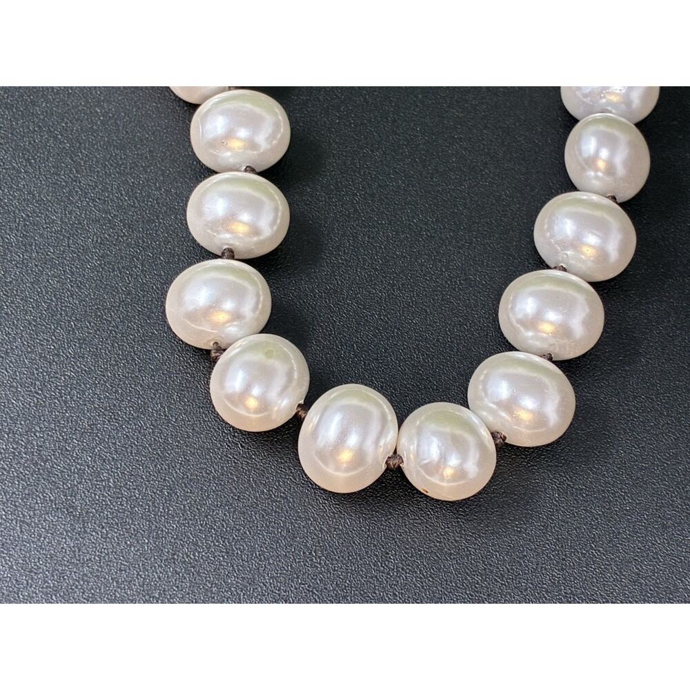 Vintage Statement Silver Link Chain Chunky Faux Baroque Pearl Necklace - Picture 6 of 6